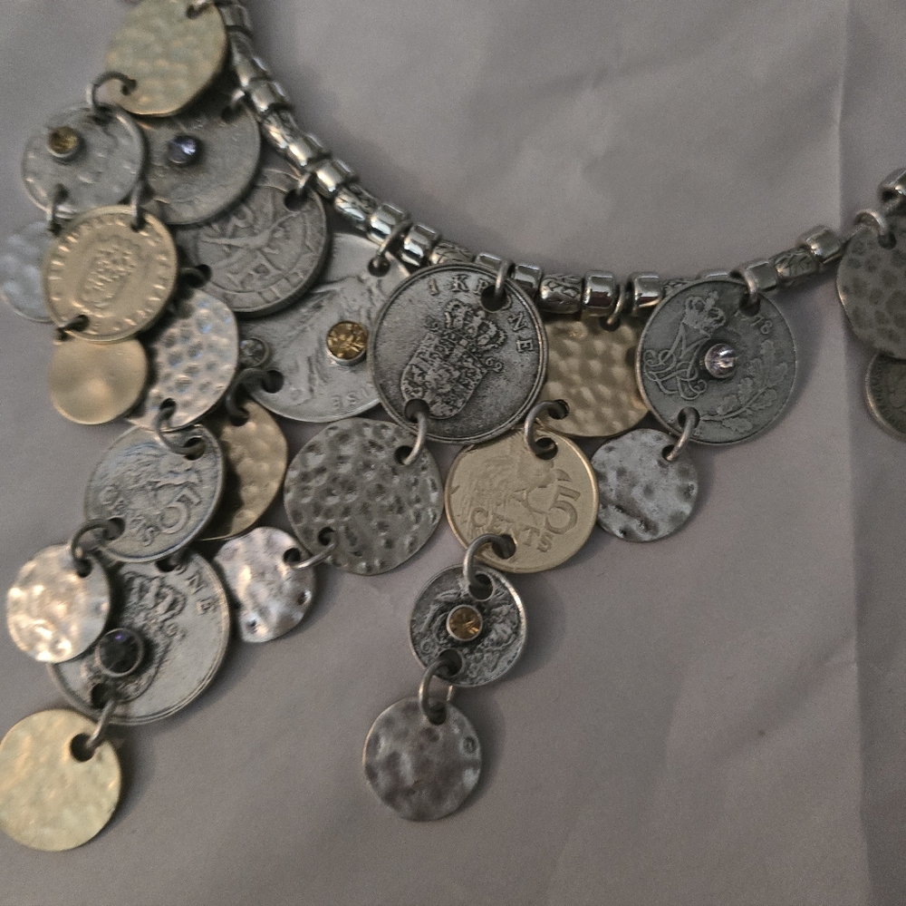 Chicos Silver And Gold Coin Necklace - Picture 2 of 4